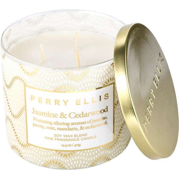 PERRY ELLIS JASMINE & CEDARWOOD by Perry Ellis (UNISEX) - SCENTED CANDLE 14.5 OZ