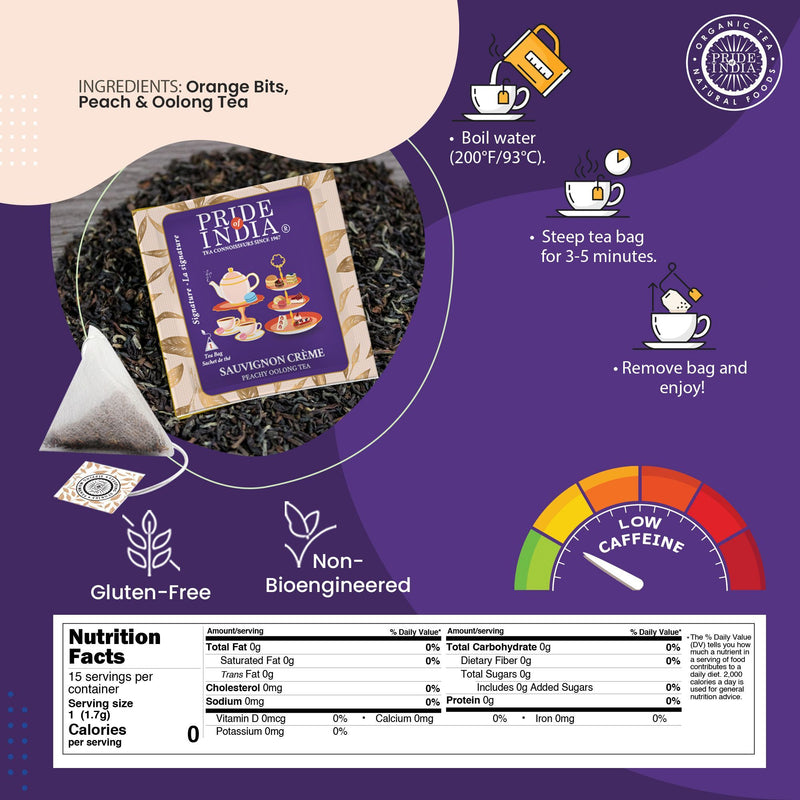 Pride Of India - Sauvignon Crme (Peachy Oolong Tea) 15 Tea Bags