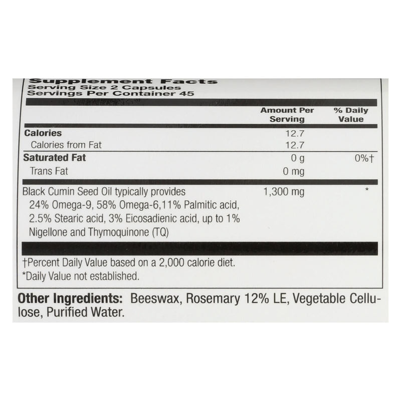 Heritage Store Black Seed Oil Dietary Supplement - 1 Each - 90 Vcap