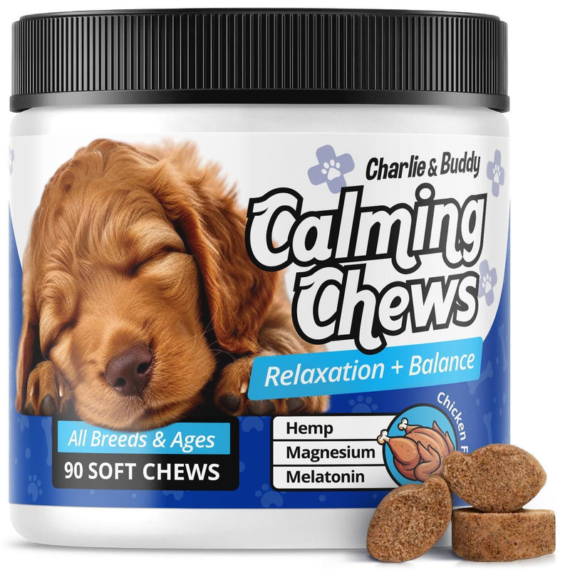 Calming Chews for Dogs Dog Anxiety Relief Promote Relaxation Dog Calming Chews with Melatonin for Dogs Chamomile Magnesium Citrate 90 Soft Chews Chicken Flavor