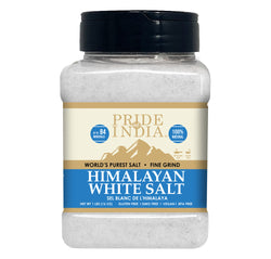 Himalayan White Salt by Pride Of India - 1lb - Rarest & Enriched W/84+ Natural Minerals- Low Sodium- Mineral Rich Nutrition and Enhanced Taste- Healthier Table Salt Substitute