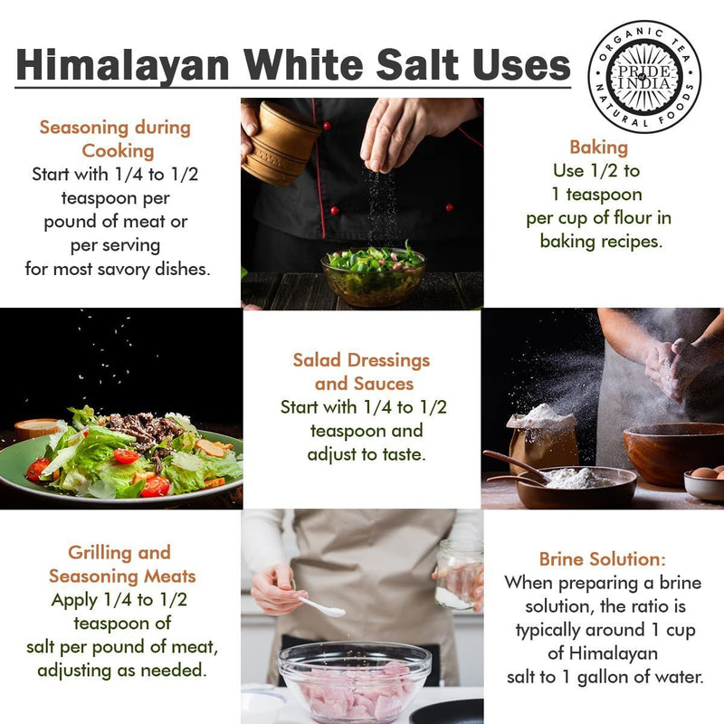 Himalayan White Salt by Pride Of India - 1lb - Rarest & Enriched W/84+ Natural Minerals- Low Sodium- Mineral Rich Nutrition and Enhanced Taste- Healthier Table Salt Substitute