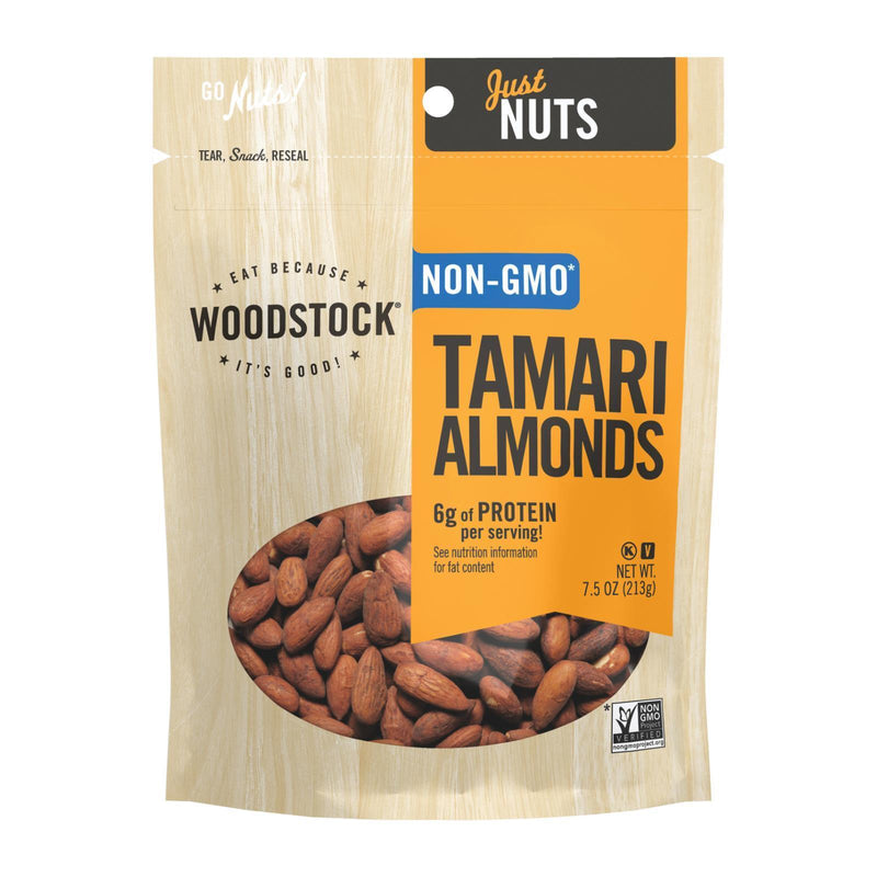 Woodstock Non-gmo Tamari Almonds - Case Of 8 - 7.5 Oz