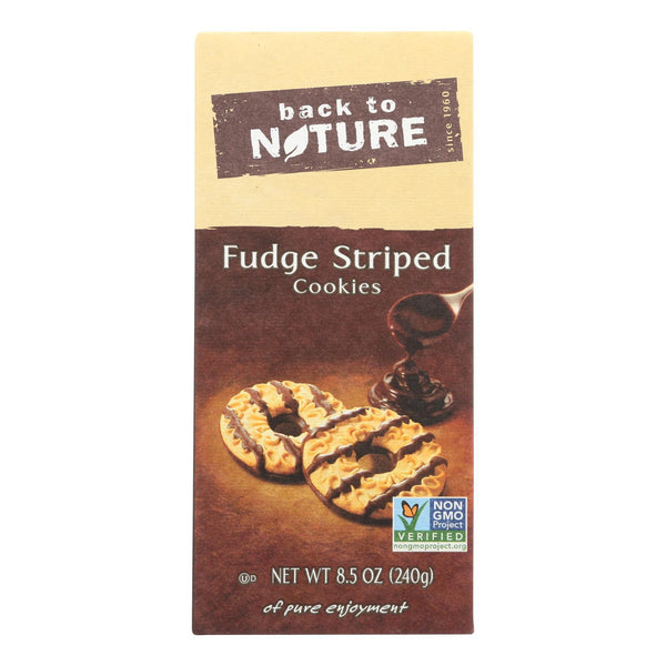 Back To Nature Cookies - Fudge Striped Shortbread - 8.5 Oz - Case Of 6