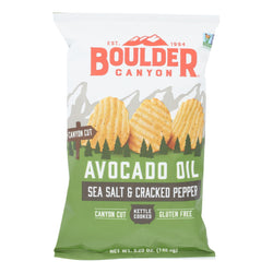 Boulder Canyon - Avocado Oil Canyon Cut Potato Chips - Sea Salt And Cracked Pepper - Case Of 12 - 5.25 Oz.