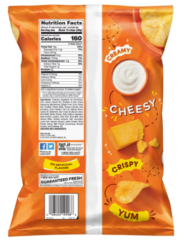 Lay's Potato Chips; Cheddar & Sour Cream Flavor; 7.75 oz Bag