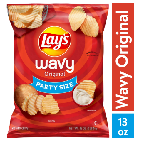 Lay's Wavy Original Potato Chips; Party Size; 13 oz Bag