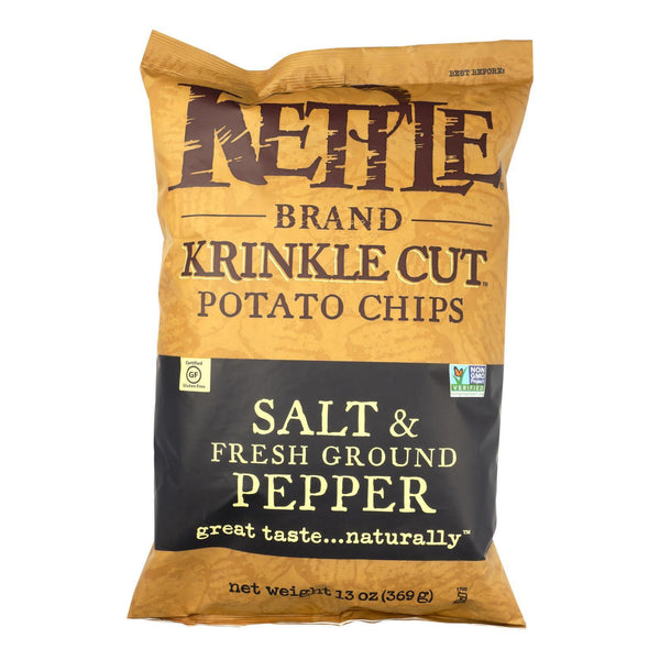 Kettle Brand Salt & Pepper Krinkle Cut Potato Chips - Case Of 9 - 13 Oz