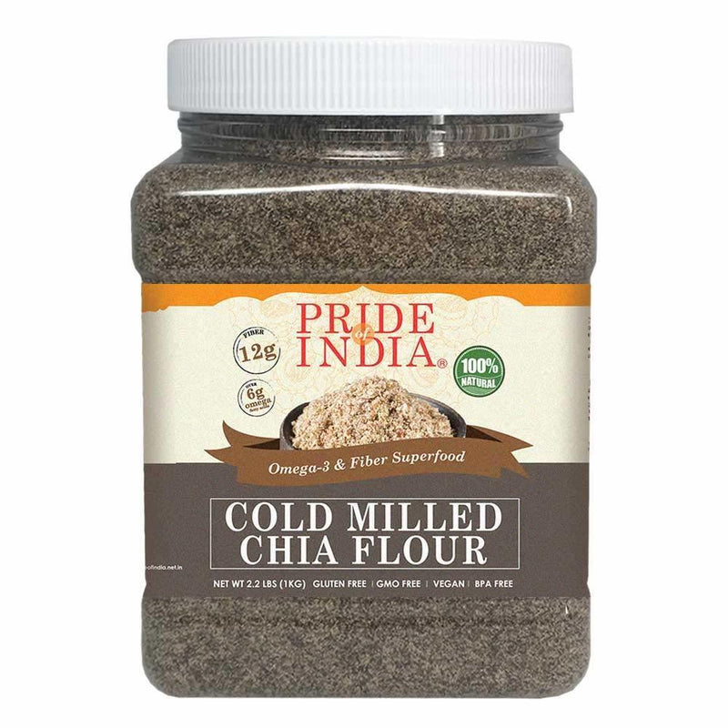 Raw Black Chia Seed Meal Flour - Cold Milled - Omega-3 & Fiber Superfood, 2 Pound (32oz) Jar