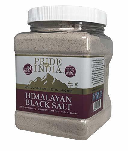 Himalayan Black Salt Extra-Fine Grind Powder 2.2 Lbs - Rarest & Enriched W/84+ Natural Minerals- Low Sodium- Mineral Rich Nutrition and Enhanced Taste- Healthier Table Salt Substitute