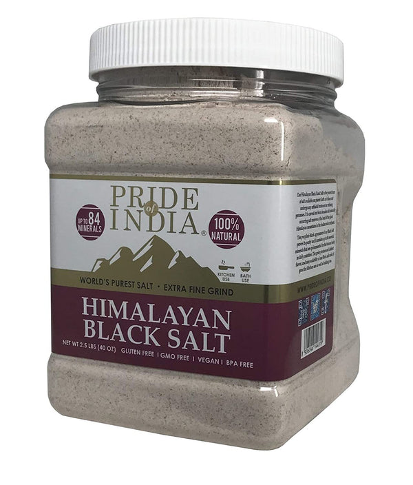 Himalayan Black Salt Extra-Fine Grind Powder 2.2 Lbs - Rarest & Enriched W/84+ Natural Minerals- Low Sodium- Mineral Rich Nutrition and Enhanced Taste- Healthier Table Salt Substitute