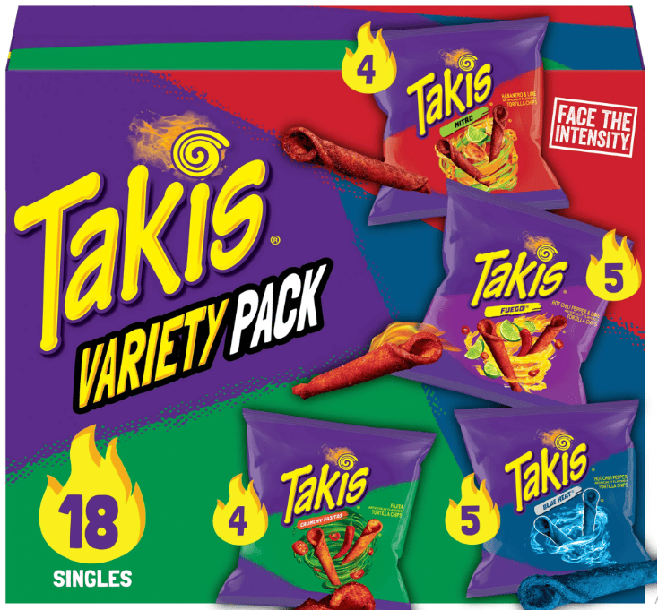 Takis 18 pc / 1 oz Variety Pack, Assorted Rolled Tortilla Chips