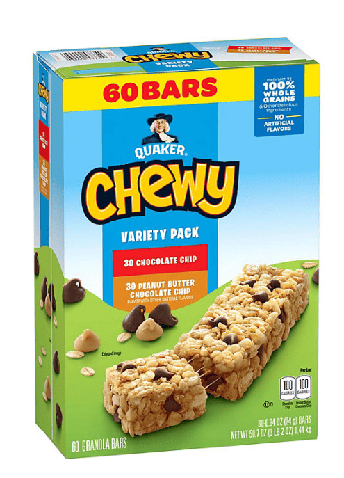 Quaker Chewy Granola Bar, Variety Pack, 60 ct.