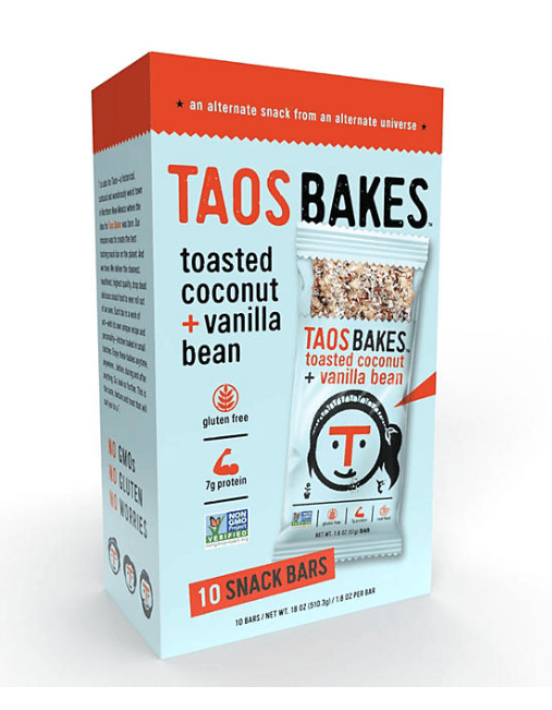 Taos Bakes Snack Bars, Toasted Coconut and Vanilla Bean, 1.8 oz., 10 ct.