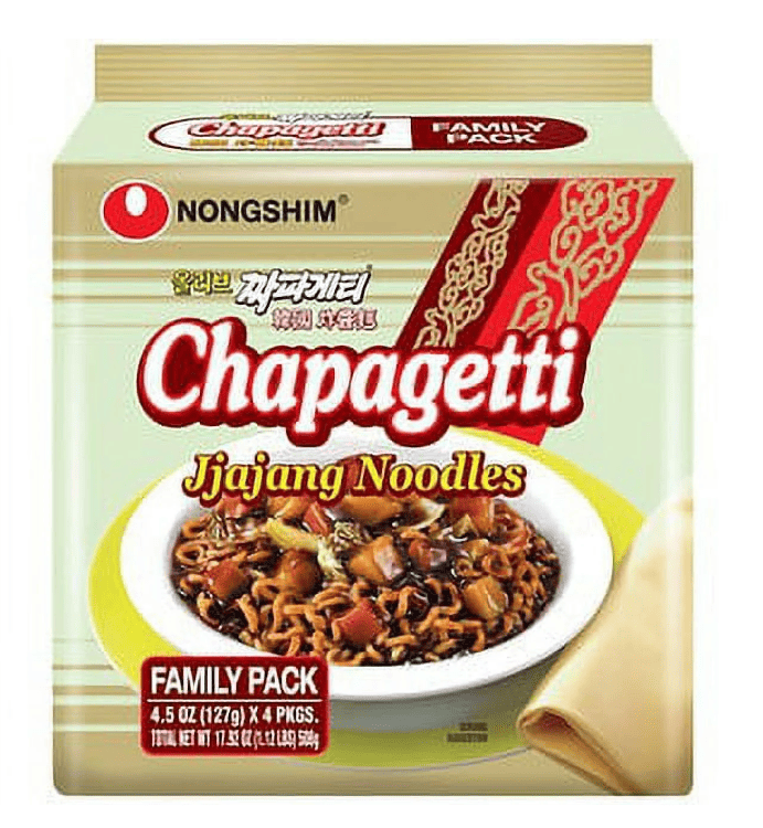 Nongshim Chapagetti Savory Chajang Black Bean Sauce Ramyun Ramen Noodle Soup Pack, 4.48oz X 4 Count, Shelf-Stable