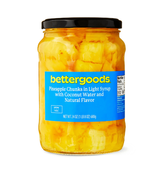 Bettergoods Pineapple Chunks in Light Syrup with Coconut Water and Natural Flavor, 24 oz (3 pack)