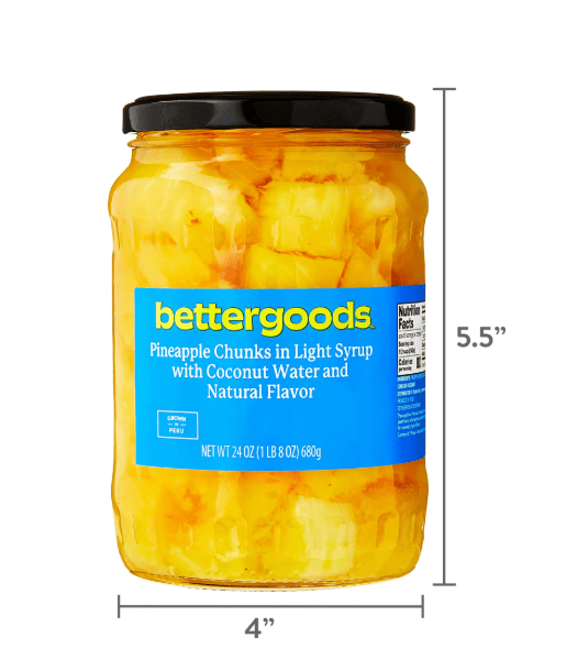 Bettergoods Pineapple Chunks in Light Syrup with Coconut Water and Natural Flavor, 24 oz (3 pack)