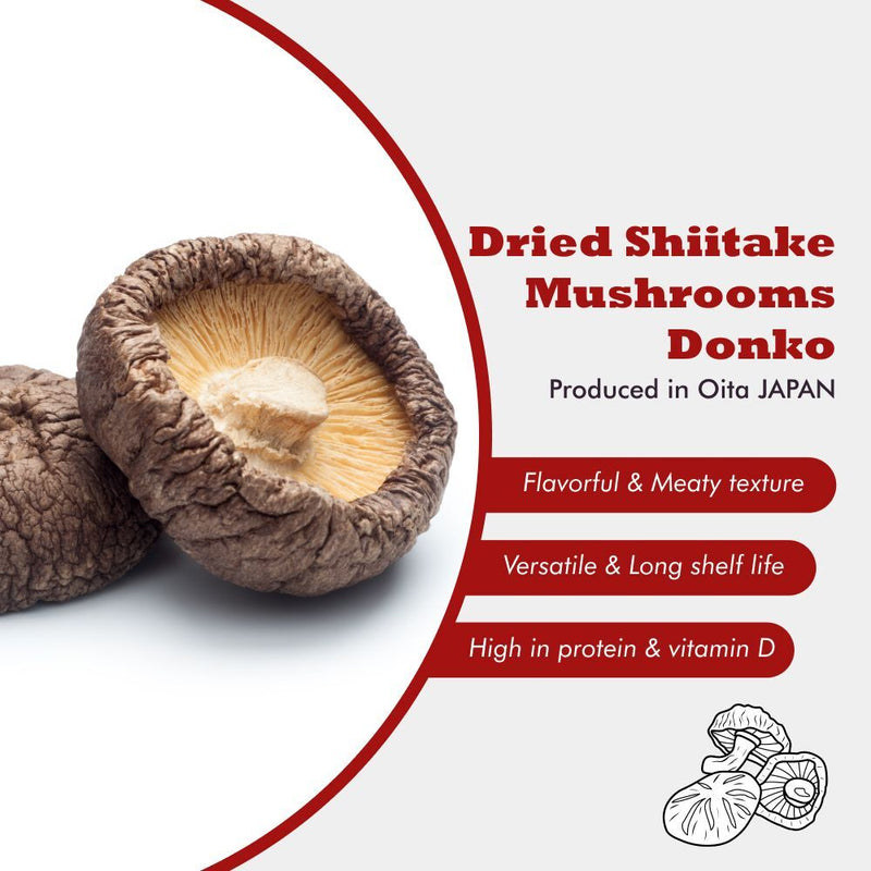 Dried Shiitake Mushrooms 'Donko' (Naturally Log-Grown, Japan) - 80g