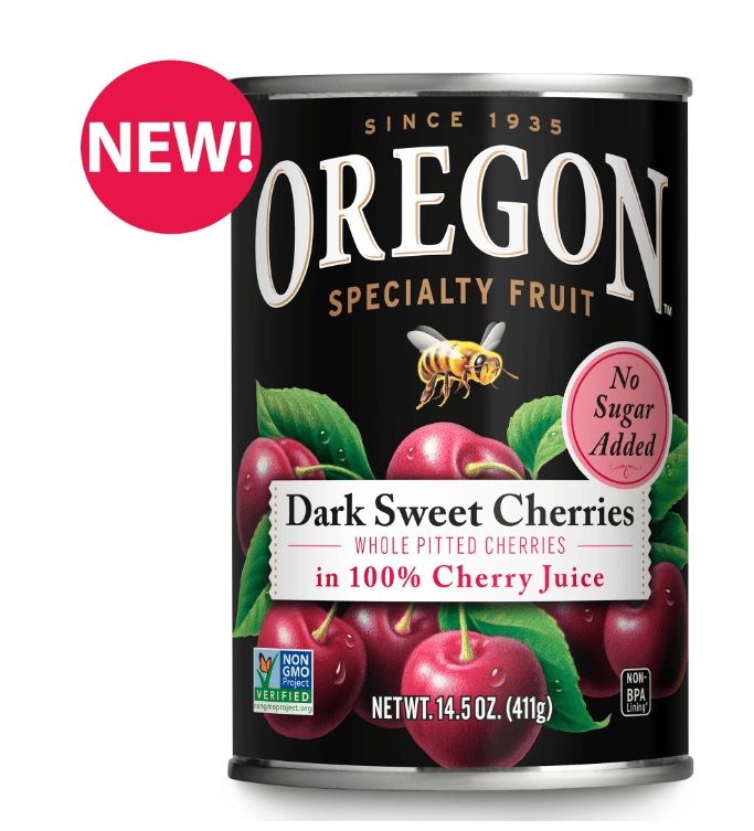 Oregon Fruit Dark Sweet Cherries in 100% Cherry Juice, No Sugar Added, 14.5 oz