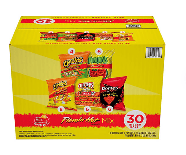 Frito-Lay Flamin' Hot Snacks, Variety Pack, 30 pk.