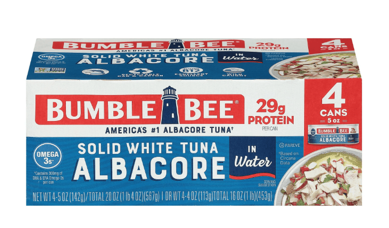 Bumble Bee Solid White Albacore Tuna in Water, 5oz (Pack of 4)