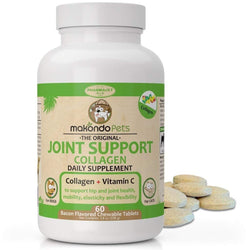 Collagen for Dogs and Cats Joint Supplement with Vitamin C Support Joint Health Mobility Elasticity and Flexibility Large Medium and Small Breeds 60 Bacon Flavored Tablets