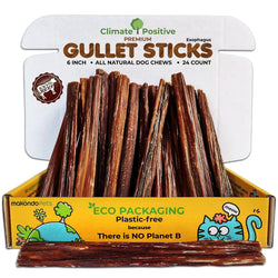 Gullet Sticks 24 Count 100% Natural Beef Esophagus Dog Chews 6" Premium Dog Treats for Training Puppies & Adults Zero Filler or Preservatives