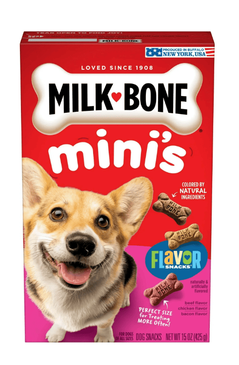 Milk-Bone Flavor Snacks Mini Dog Biscuits, Flavored Crunchy Dog Treats, 15 oz.