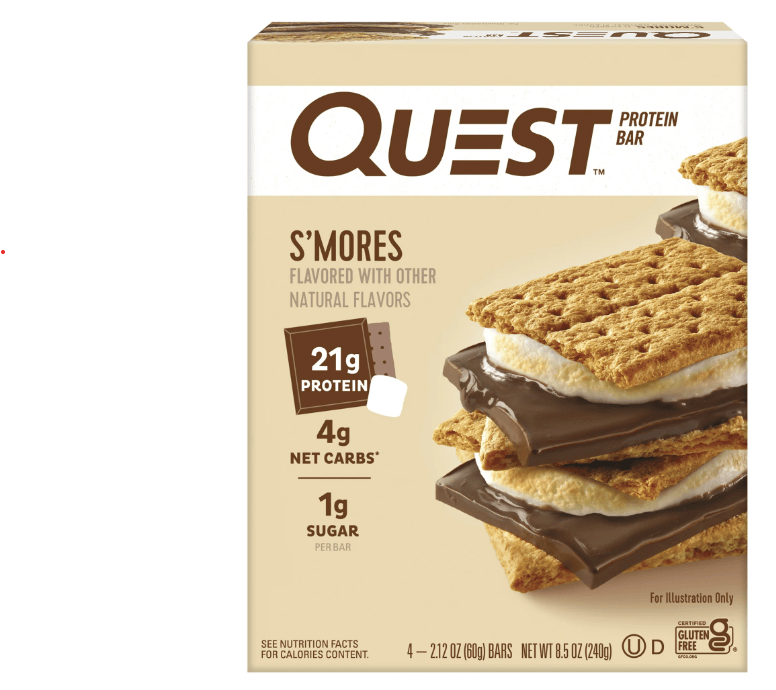 Quest Protein Bar, Smores, 20g Protein, Gluten Free, 4 Count