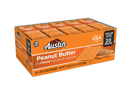 Austin Peanut Butter on Cheese Sandwich Crackers, Single Serve Snack Crackers, 20 Count