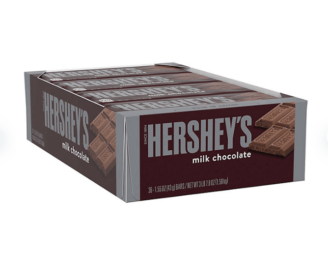 HERSHEY'S Milk Chocolate Candy Bars, 1.55 oz., 36 pk.