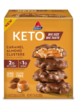 Atkins Keto Caramel Almond Clusters, Gluten Free, 1g of Sugar, 8 Count