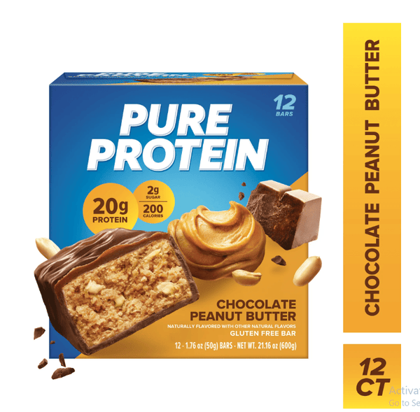 Pure Protein Bars, Chocolate Peanut Butter, 20g Protein, Gluten Free, 1.76 oz, 12 Ct