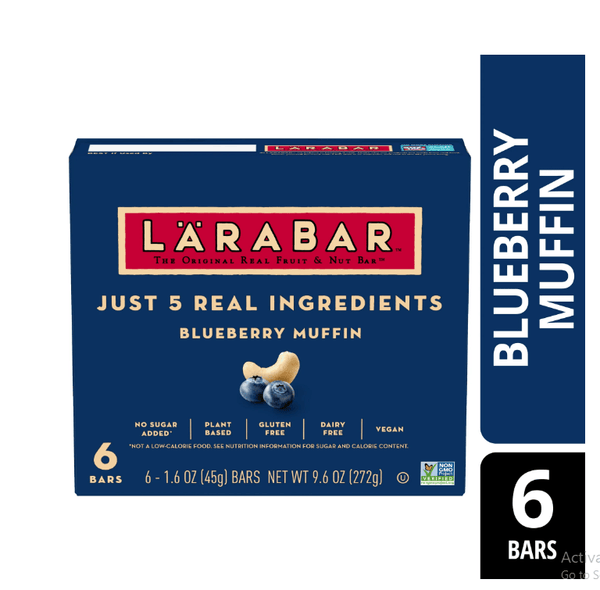 Larabar Blueberry Muffin, Gluten Free Vegan Fruit & Nut Bars, 6 ct