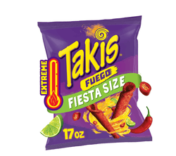 Takis Fuego 17 oz Fiesta Size Bag, Hot Chili Pepper & Lime Rolled Tortilla Chips