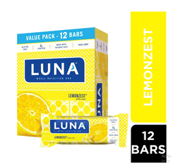 LUNA LemonZest Flavor Snack Bars, Gluten-Free Protein Bars, 12ct