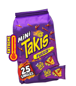 Takis Fuego Mini 25 pc / 1.23 oz Bite Size Multipack, Hot Chili Pepper & Lime Rolled Tortilla Chips