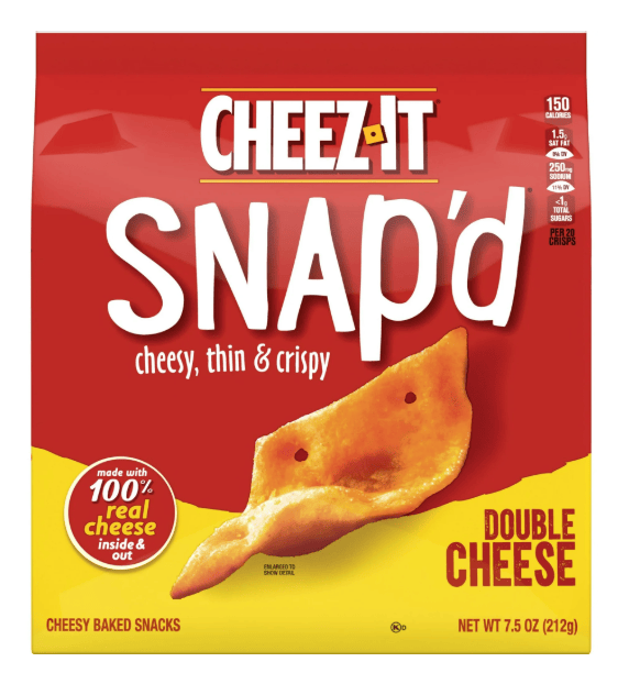 Cheez-It Snap'd Double Cheese Cracker Chips, Thin Crisps, 7.5 oz (2 pack)