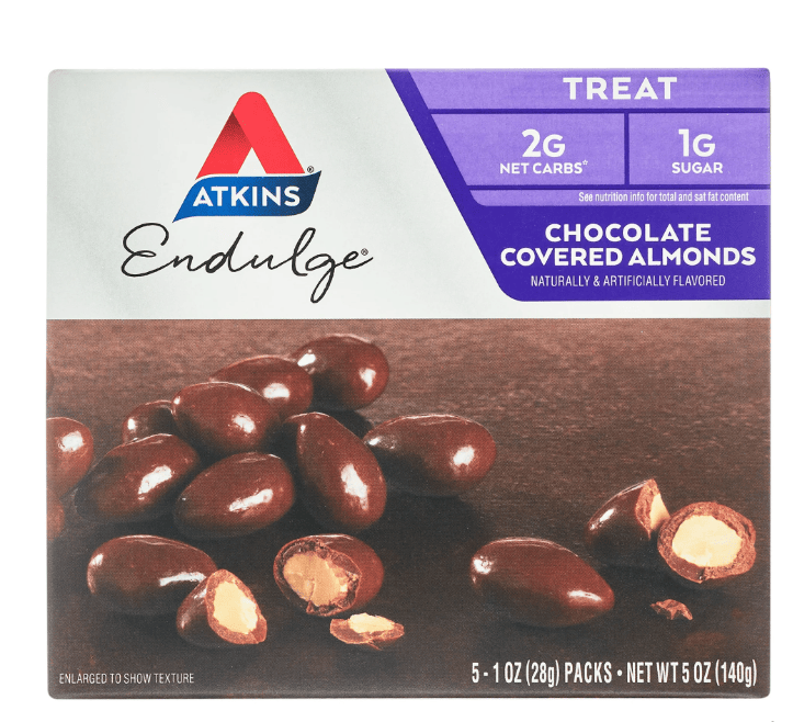 Atkins Endulge Treat, Chocolate Covered Almonds, Keto Friendly, 5 Ct