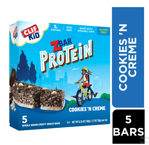 Zbar Protein - Cookies 'n Creme - Crispy Whole Grain Snack Bars - Made with Organic Oats - Non-GMO - 5g Protein - 1.27 oz. (5 Pack)