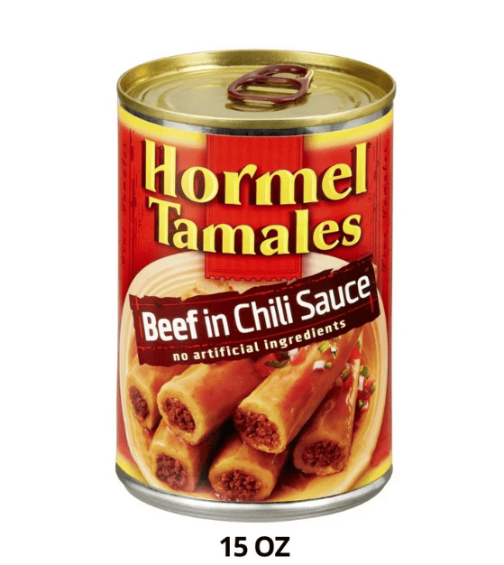 HORMEL Beef Tamales in Chili Sauce, Shelf-Stable, 15 oz Steel Can