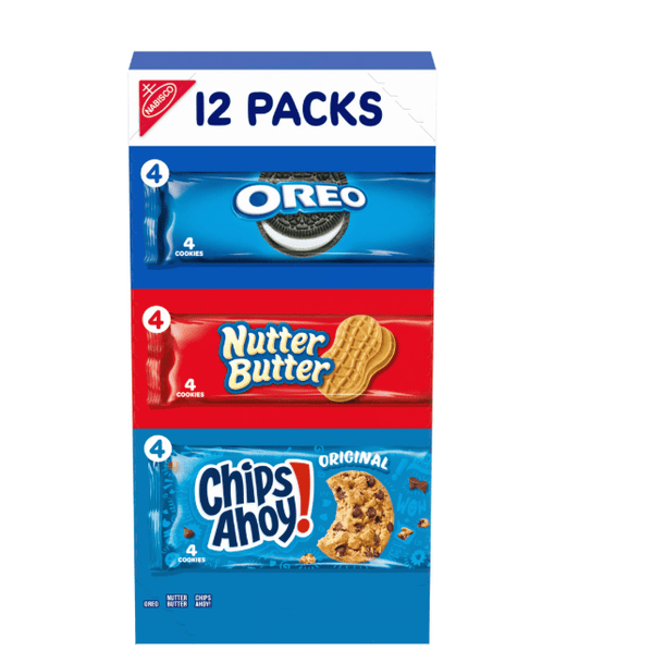 Nabisco Cookie Variety Pack, OREO, Nutter Butter, CHIPS AHOY!, 12 Snack Packs (4 Cookies Per Pack)