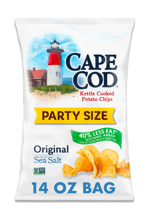 Cape Cod Potato Chips, Less Fat Original Kettle Chips, Party Size 14 oz Party Size