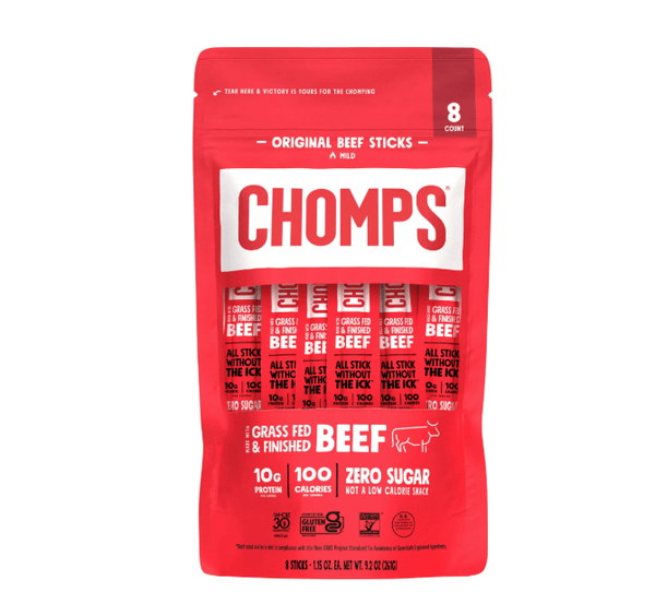 Chomps Grass-Fed and Finished Original Beef Jerky Meat Snack