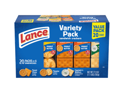 Lance Sandwich Crackers, Variety Pack, 3 Flavors, 20 Individually Wrapped Packs, 6 Sandwiches Each