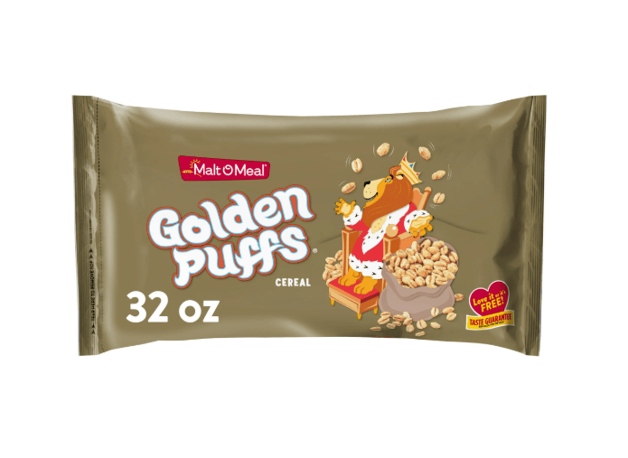 Malt-O-Meal Golden Puffs Breakfast Cereal, Puffed Wheat Cereal, Crunchy 32 oz Resealable Bag