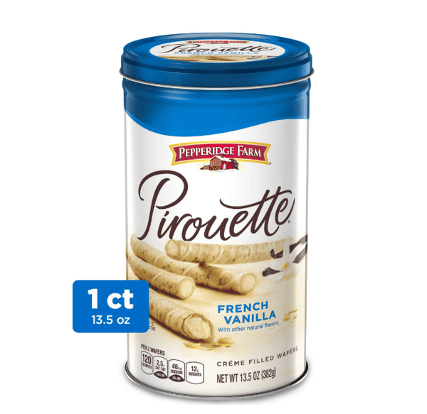 Pepperidge Farm Pirouette Cookies, French Vanilla Cr?me Filled Wafers, 13.5 oz Tin